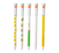 No Smear 5X Cute Smooth Stationary Supplies - Vanishing Mark, 5 Pack Yellow Bird for Office Jotting, Correctable Ink Nib with Grip, Tutor Tools, Cartoon for, Ledger and Work
