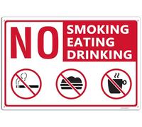 No Smoking, Eating, Drinking Aluminum Sign, Red and White, Easy to Install, Durable, Fade - Resistant 8"x12"