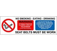 NO Smoking Eating Drinking CCTV SOILING FEE Taxi Decal