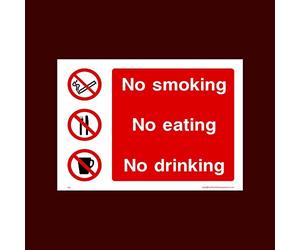 No smoking, eating or drinking Sticker/Self Adhesive Sign (PS1) - No Smoking, Building, Counter, Bar, Premises, Law, Naked Lights