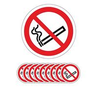 No smoking health and safety signs - 100mm diameter circles - Self adhesive vinyl stickers (10)