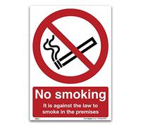 No smoking in the premisses Sign - A5 1mm Rigid Plastic Sign - Prohibition Safety Information