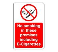 No smoking in these premises including E-cigarettes sign - 3mm Aluminum Dibond high-visibility and durability for indoor/outdoor usage (600mm x 400mm) Ensures Safety Within 20m Viewing Distance.