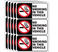 No Smoking in This Vehicle Window Stickers Sign -1.5 X 3 Inch Durability Self Adhesive UV Protected Weatherproof ,Indoor Outdoor Warning Labels Decal (15 Pcs)