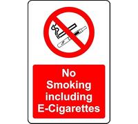 No Smoking Including e-Cigarettes Safety Sign - 1mm Plastic Sign (200mm x 150mm)
