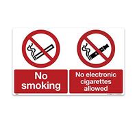 No smoking, no e-cigarettes Sign - Self-adhesive Vinyl Sticker - Prohibition Safety Information (400 x 240mm)