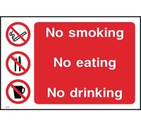 No Smoking No Eating No Drinking Sign - 150mm x 100mm - Self Adhesive Sticker (PS1)