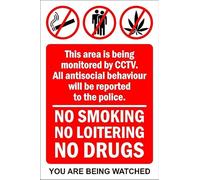 No smoking, no loitering, no drugs - 1mm flexible Plastic sign (200mm x 150mm)