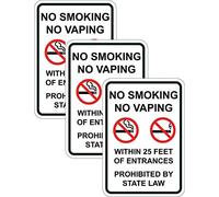 No Smoking No Vaping Prohibited Within 25 Feet of Entrances Sign State Law Multi-pack (3)