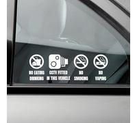 No Smoking & No Vaping Window Stickers 2 Pack (165mm) - Car, Taxi, Bus, Shop Safety Vinyl Decals - Glossy Window Sign for Inside or Outside Use (Reverse Cut (Inside Application), White)