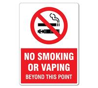 No Smoking Or Vaping Beyond This Point Sign Warning Sign Tin Sign Metal Decor Keepsake For Outdoor Indoor 20X30cm
