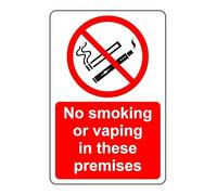 No smoking or vaping in these premises sign - 3mm Aluminum Dibond high-visibility and durability for indoor/outdoor usage (200mm x 150mm) Ensures Safety Within 5m Viewing Distance.