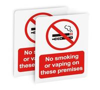 No Smoking or Vaping on These Premises Sign 2 Pack - 100 x 75mm Self Adhesive Vinyl Stickers - Waterproof UV Printed Matte Safety Signs - No Smoking Sign for Doors Windows Walls EN ISO 7010