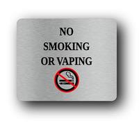 No Smoking or Vaping sign - 11.0x9.5cm Brushed Aluminium