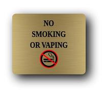 No Smoking or Vaping sign - 11.0x9.5cm Brushed Aluminium