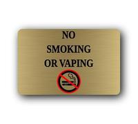 No Smoking or Vaping sign - 14.0x9.0cm Brushed Aluminium