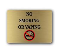 No Smoking or Vaping sign - 19.0x14.0cm Brushed Aluminium