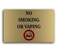 No Smoking or Vaping sign - 29.0x19.0cm Brushed Aluminium