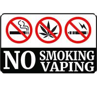 No Smoking or Vaping Smoking Weed for Indoor Mall Cafe Restaurant Public Place Warning Aluminum Tin Sign Metal Wall Art Decorations Iron Painting for Home Decor Room Door Accessories Poster