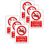 No Smoking or Vaping Vinyl In This Vehicle Signs, 75mm x 100mm, Self-Adhesive Stickers, Waterproof, Indoor/Outdoor Use, Safety Warning Sign, C&J Goods (Vehicle, 6 Pack)