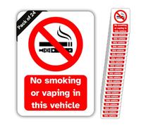 No Smoking or Vaping Vinyl in This Vehicle Signs, 75mm x 100mm, Self-Adhesive Stickers, Waterproof, Indoor/Outdoor Use, Safety Warning Sign, C&J Goods