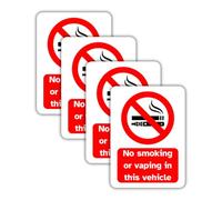 No Smoking or Vaping Vinyl In This Vehicle Signs, 75mm x 100mm, Self-Adhesive Stickers, Waterproof, Indoor/Outdoor Use, Safety Warning Sign, C&J Goods (Vehicle, 4 Pack)