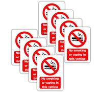 No Smoking or Vaping Vinyl in This Vehicle Signs, 75mm x 100mm, Self-Adhesive Stickers, Waterproof, Indoor/Outdoor Use, Safety Warning Sign, C&J Goods (Vehicle, 8 Pack)
