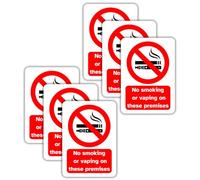 No Smoking or Vaping Vinyl Signs, 75mm x 100mm, Self-Adhesive Stickers, Waterproof, Indoor/Outdoor Use, Safety Warning Sign, C&J Goods (No Smoking Or Vaping on These Premises, 6 Pack)