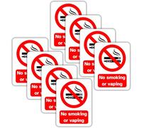 No Smoking or Vaping Vinyl Signs, 75mm x 100mm, Self-Adhesive Stickers, Waterproof, Indoor/Outdoor Use, Safety Warning Sign, C&J Goods (No smoking and vaping, 8 Pack)