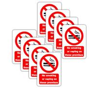 No Smoking or Vaping Vinyl Signs, 75mm x 100mm, Self-Adhesive Stickers, Waterproof, Indoor/Outdoor Use, Safety Warning Sign, C&J Goods (No smoking or vaping on these premises, 8 Pack)