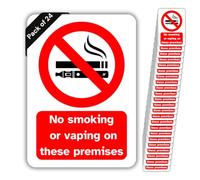 No Smoking or Vaping Vinyl Signs, 75mm x 100mm, Self-Adhesive Stickers, Waterproof, Indoor/Outdoor Use, Safety Warning Sign, C&J Goods (No Smoking Or Vaping on These Premises, 24 Pack)