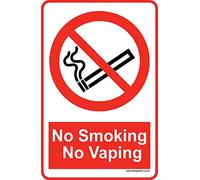 No Smoking or Vaping Waterproof Self Adhesive Vinyl Warning Sign - 150mm - No E Cigarettes - Office - Workplace Safety - by Ellis Graphix