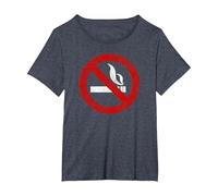 NO Smoking Sign Quit Smoking T-Shirt, Women's Plus, Heather Blue, 1X