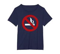 NO Smoking Sign Quit Smoking T-Shirt, Women's Plus, Navy Blue, 1X