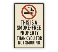 No Smoking Sign, This is A Smoke - Free Property Signs for Home or Business Use, Rust Aluminum Plaque, Easy to Mount, Outdoor Indoor 8"x12"