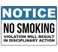 No Smoking Violation Will Result In Disciplinary Action Sign Outdoor, Uv Printed Rust Free Aluminum 12 X 8 In,Yard Sign For Home, Business, Driveway Alert