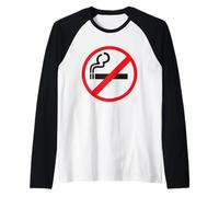 No Smoking Warning Sign Raglan Baseball Tee