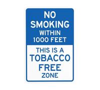 No Smoking Within 1000 Feet This Is A Tobacco Free Zone Metal Warning Sign with Easy Install for Indoor Outdoor Security, Business Office Home Garden Street Decor 20 x 30 cm