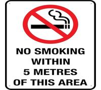 No Smoking Within 5 Metres Of This Area Sign Indoor & Outdoor Metal Aluminum Signs, Uv Printed Rust Free Aluminum 12X12 In,Yard Sign For Home, Business, Driveway Alert