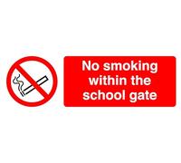 No Smoking Within The School Gate - safety sign - 3mm Aluminum Dibond for indoor/outdoor usage (300mm x 100mm) 5m Viewing Distance.