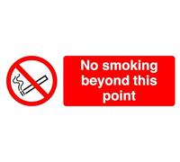 No Smoking X Beyond This Point - safety sign - 3mm Aluminum Dibond for indoor/outdoor usage (300mm x 100mm) 5m Viewing Distance.