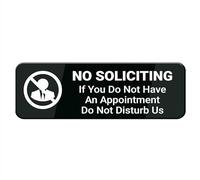 No Soliciting If You Do Not Have An Appointment Do Not Disturb Us Sign, Signage White/Black Plastic Acrylic, 10" X 3' With Double Side Tape, Adhesive, Easy Mounting