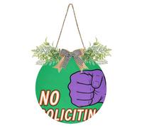 No Soliciting Purple Fist Grene Decorative front door welcome door sign unique sign for front for Spring Summer Fall winter Holiday Halloween Christmas easter decor