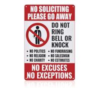No Soliciting Sign, Do Not Ring Bell Or Knock Metal Signs, Waterproof No Excuses, No Exceptions Modern Funny Signs for Indoor Outdoor, 30X20CM