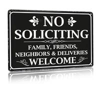 No Soliciting Sign Family Friends Neighbors&Deliveries Welcome Funny Tin Sign for Home House Front Door Porch Yard Wall Decor 8X12 Inch