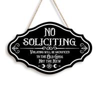 No Soliciting Sign for House, Front Door, Yard Signs, Funny Wooden Family Friends and Neighbors Welcome Sign, Don't Knock or Ring Doorbell, 11.4x7 Inches, Indoor/Outdoor Use