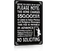 No Soliciting Sign for House Funny No Soliciting Aluminum Sign for Front Door Home Yard, Don't Knock This Home Charges 50 per Minute No Soliciting Metal Sign 12x16 Inch