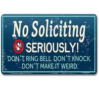 No Soliciting Sign For House Funny Tin Signs for Home Front Door Seriously Don'T Knock Or Ring Doorbell Make It Weird 8x6 Inch