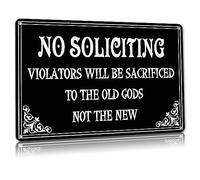 No Soliciting Sign For House Halloween Decor Funny Gothic Home Decor Goth Kitchen Decor Witchy Gifts Cool Bedroom 8"x12"