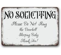 No Soliciting Sign, for House, Home Door Living Room Kitchen Please Do Not Ring The Doorbell Sleeping Baby" Metal Aluminum 8"x12"